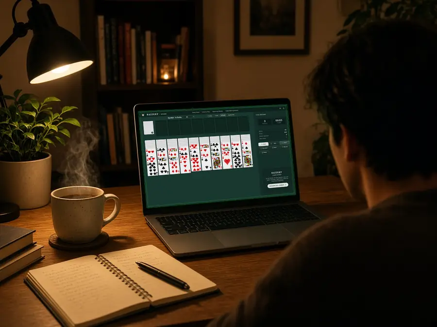 Night desk laptop showing advanced 4-suit Spider craft position